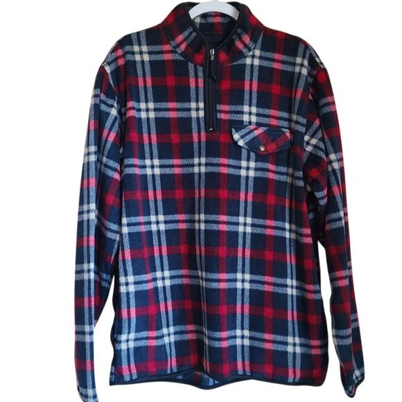 vintage ralph lauren chaps shacket jacket plaid 1/4 zip mens size L - Picture 1 of 5